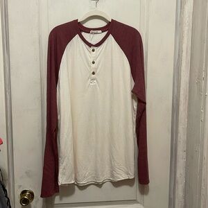 Marine Layer Red & White L/S Baseball Henley NWT